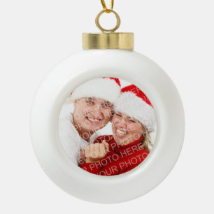 Van de de familiefoto van de douane vakantie van keramische bal ornament