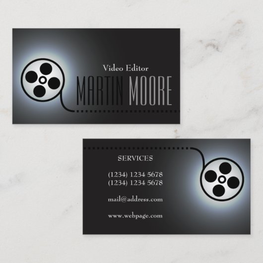 Van de de filmband van de film de videodiensten visitekaartje (Voorkant / Achterkant)