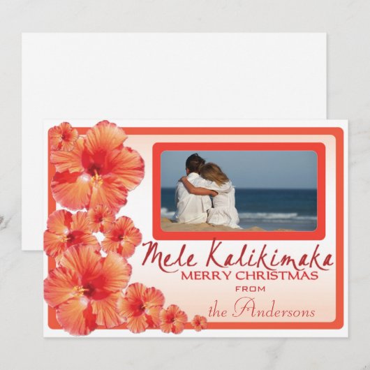 Van de de hibiscusdouane van Hawaï roze de Feestdagenkaart (Voorkant / Achterkant)
