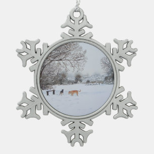 Van de de hondensneeuw van Kerstmis de Tin Sneeuwvlok Ornament
