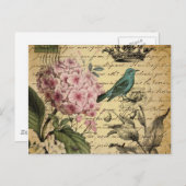 van de de hydrangea hortensiavogel van het briefkaart (Voorkant / Achterkant)