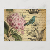 van de de hydrangea hortensiavogel van het briefkaart (Voorkant)