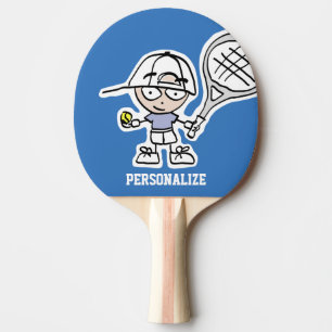 Van de de jongenscartoon van de douane de peddel tafeltennisbatje