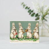 Van de de muziekband van het konijn groeten van feestdagenkaart (Staand voorkant)