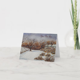 Van de de plattelandshuisjessneeuw van Kerstmis Feestdagen Kaart