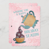 Van de de sneeuwvlokkenthee van de theepot de feestdagenkaart (Voorkant / Achterkant)