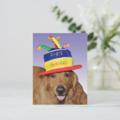 Van de de verjaardagscake van het golden retriever briefkaart (Staand voorkant)