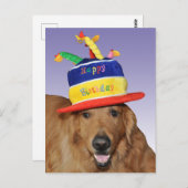 Van de de verjaardagscake van het golden retriever briefkaart (Voorkant / Achterkant)