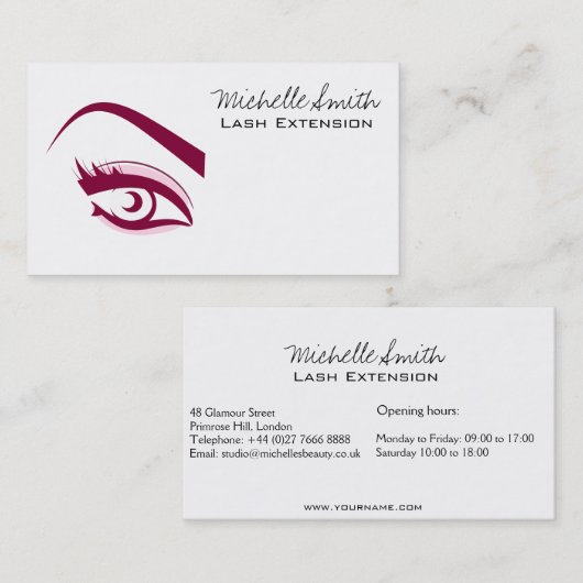 Van de de wimpersZweep van het paarse Oog lang de Visitekaartje (Voorkant / Achterkant)