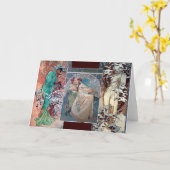 Van de de winterprinses van Mucha de collageart Kaart (Gele Bloem)