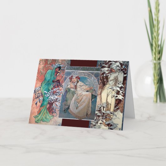 Van de de winterprinses van Mucha de collageart Kaart (Voorkant)