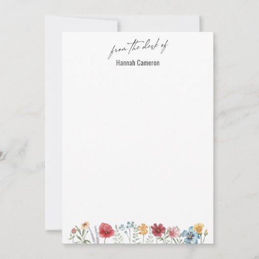 Van de Desk of Typography Waterverf Wildflower Kaart (Voorkant)