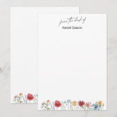 Van de Desk of Typography Waterverf Wildflower Kaart (Voorkant / Achterkant)