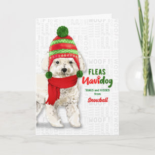 van de Dog Bichon Frise Dog Kerstmis Feestdagen Kaart