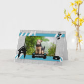van de Dog Birthday Blue en Black Pet's Photo Kaart (Gele Bloem)