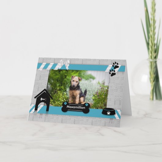 van de Dog Birthday Blue en Black Pet's Photo Kaart (Voorkant)