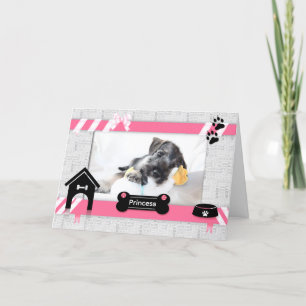 van de Dog Birthday Pink and Black Pet's Photo Kaart