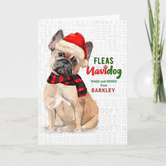 van de Dog French Bulldog Fleas NaviDOG Feestdagen Kaart (Voorkant)