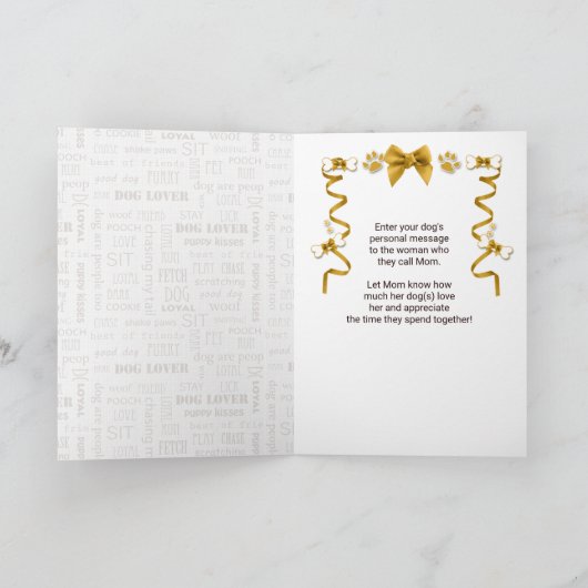 Van de Dog-Moederdag in bruin en goud Kaart (Binnen)