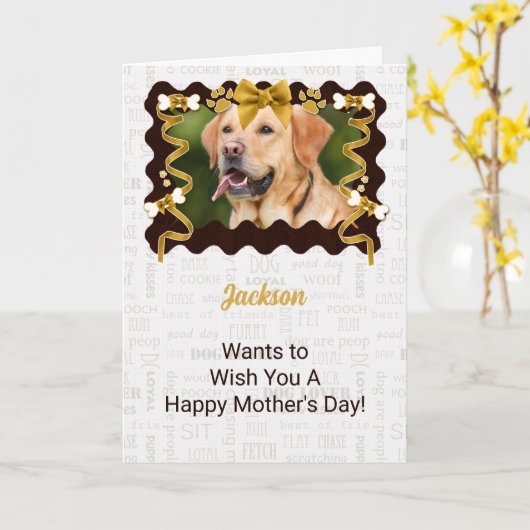 Van de Dog-Moederdag in bruin en goud Kaart (Gele Bloem)