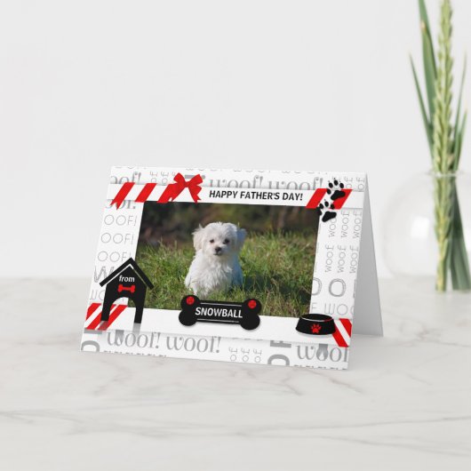 van de Dog Red Vaderdag Horz Pet-fotokaart Kaart (Voorkant)