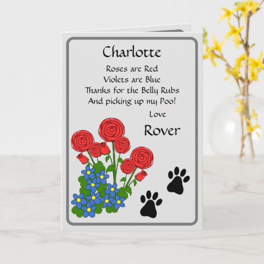 Van de Dog Valentijn of Birthday Kaart (Gele Bloem)