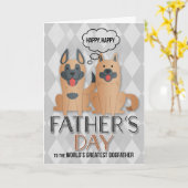 van de Dogs Vaderdag Cute Cartoon en Argyle Kaart (Gele Bloem)