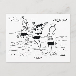 Van de ene strandwacht naar de andere, grappige vi briefkaart