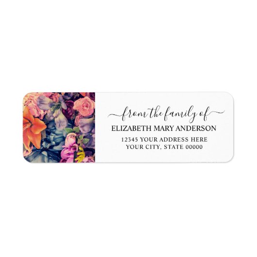 Van de familie begrafenis Memorial Moody Floral Etiket (Voorkant)