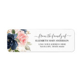 Van de familie begrafenis Memorial Navy Pink Flora Etiket (Voorkant)