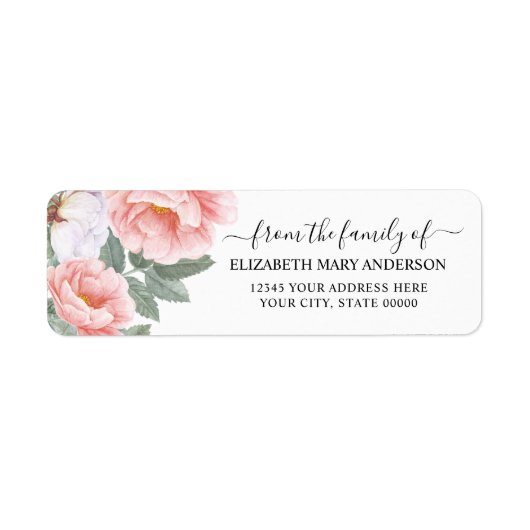 Van de familie begrafenis Memorial Pink Floral Etiket (Voorkant)