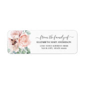 Van de familie begrafenis Memorial Pink Peony Flor Etiket (Voorkant)