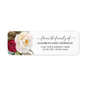 Van de familie begrafenis Memorial rood wit bloeme Etiket (Voorkant)