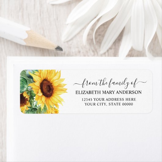 Van de familie begrafenis Memorial Zonnebloem Bloe Etiket (Insitu)