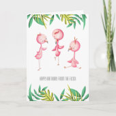 Van de Flock Flamingo Tropical Birthday Kaart (Voorkant)