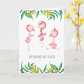 Van de Flock Flamingo Tropical Birthday Kaart (Gele Bloem)