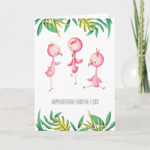 Van de Flock Flamingo Tropical Birthday Kaart