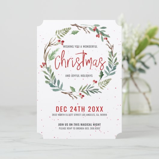 Van de het gebladertekroon van Kerstmis de met de Feestdagenkaart (Staand voorkant)