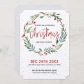 Van de het gebladertekroon van Kerstmis de met de Feestdagenkaart (Voorkant / Achterkant)