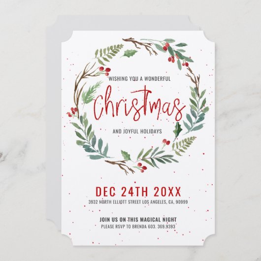 Van de het gebladertekroon van Kerstmis de met de Feestdagenkaart (Voorkant / Achterkant)