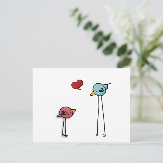 van de het hartcartoon van liefdevogels de feestdagenkaart (Staand voorkant)