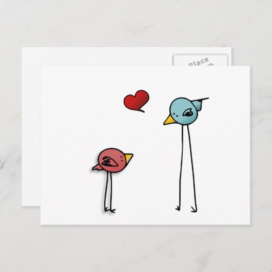 van de het hartcartoon van liefdevogels de feestdagenkaart (Voorkant / Achterkant)