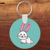 Van de het konijntjes de gelukkige witte pluizige sleutelhanger (Voorkant)