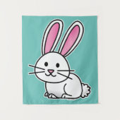 Van de het konijntjes de gelukkige witte pluizige wandkleed (Voorkant)