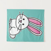 Van de het konijntjes de gelukkige witte pluizige wandkleed (Voorkant (horizontaal))