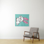 Van de het konijntjes de gelukkige witte pluizige wandkleed (In Situ (horizontaal))