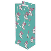 Van de het konijntjes de gelukkige witte pluizige wijn cadeautas (Achterkant Gekanteld)