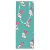 Van de het konijntjes de gelukkige witte pluizige wijn cadeautas (Achterkant)