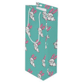 Van de het konijntjes de gelukkige witte pluizige wijn cadeautas (Voorkant Gekanteld)