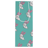 Van de het konijntjes de gelukkige witte pluizige wijn cadeautas (Voorkant)